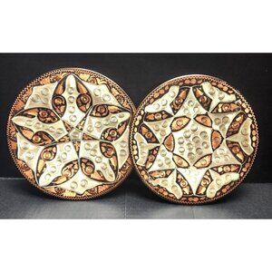 2 Copper Plates  Hand Etched Wall Plate Artisan Craft Decoration Turkish